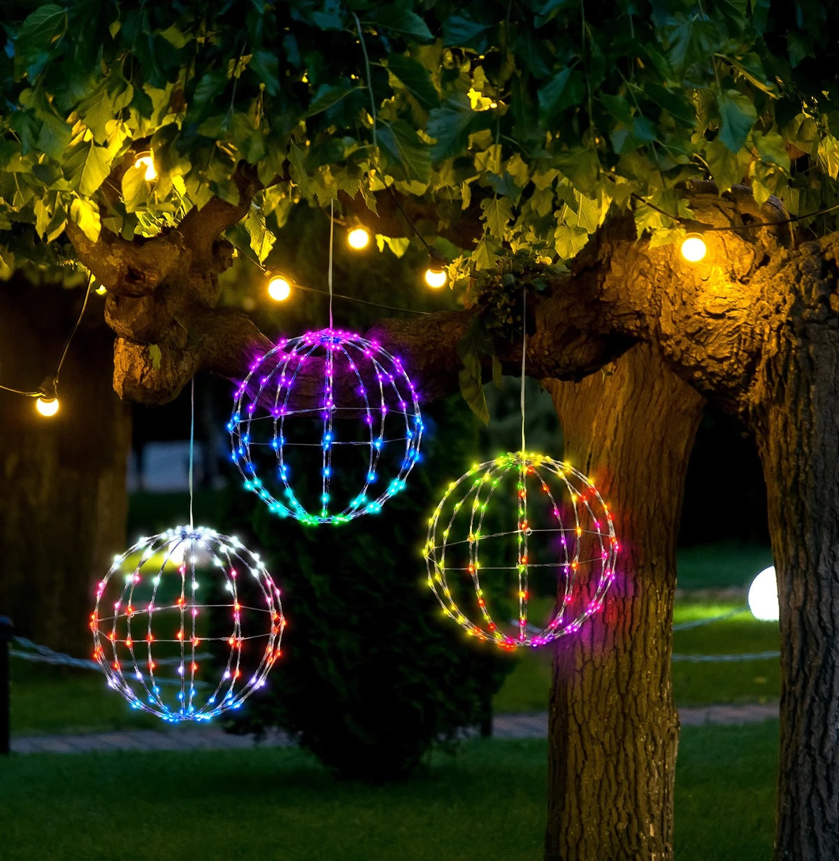 Lighted deer on lawn