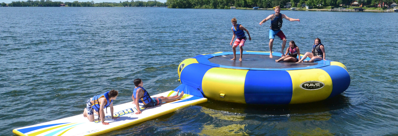 Water Trampoline Island on Lake