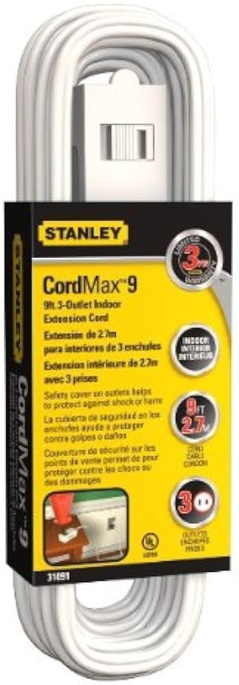 CordMax 9 ft. Polarized 3-Outlet Indoor Extension Cord
