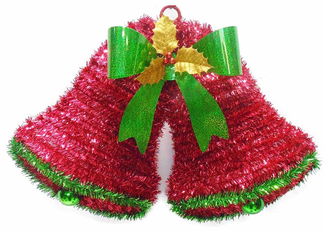 2D Double Bell Tinsel Wreath Wall Decor