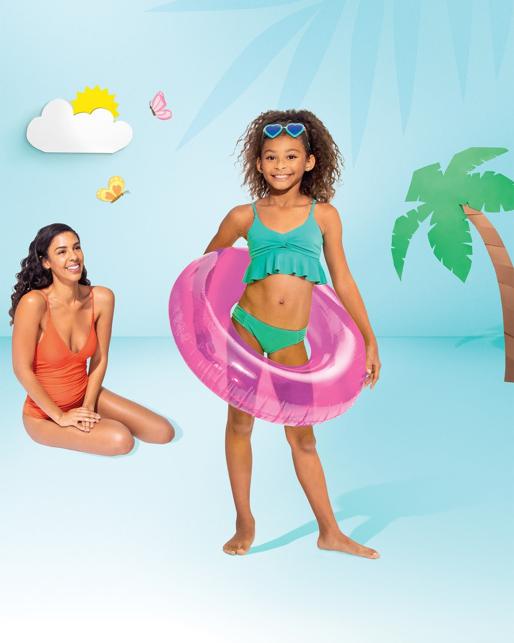 Pink inflatable inner tube.