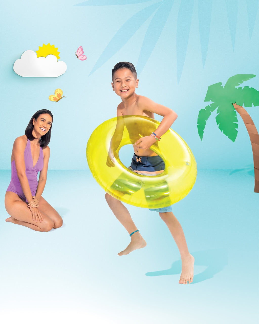 Yellow inflatable inner tube.