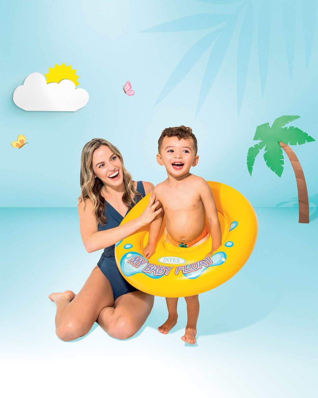 Round, yellow baby inflatable float.