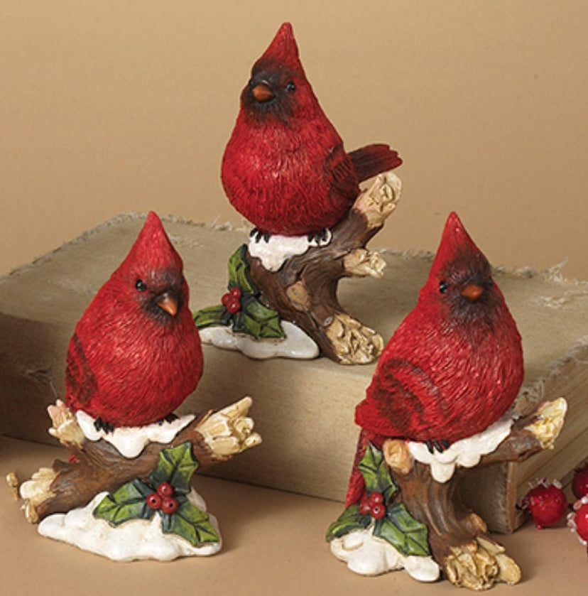 Cardinal on Snowy Branch Resin Decorative Accent