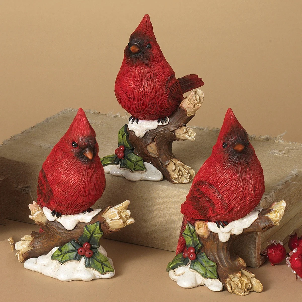 Cardinal on Snowy Branch Resin Decorative Accent