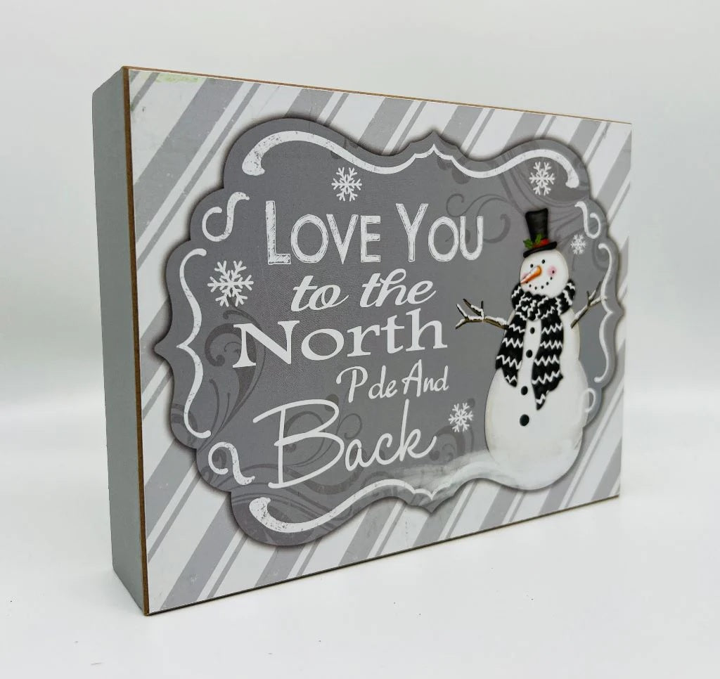 7.8" Holiday Snowman Wood Block Sign