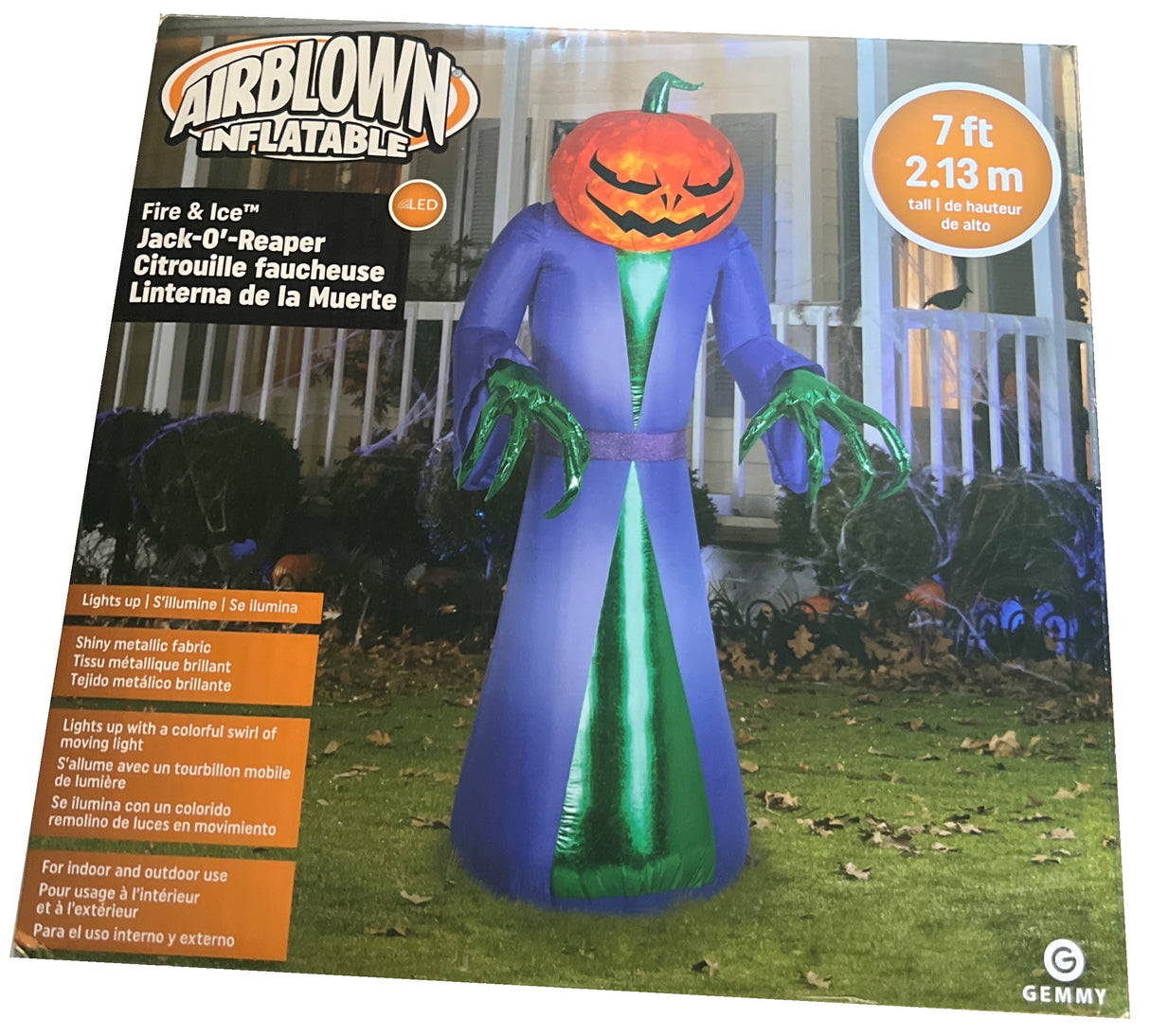 7' Airblown® Inflatable Projection Fire & Ice™ Jack-O'-Reaper by Gemmy
