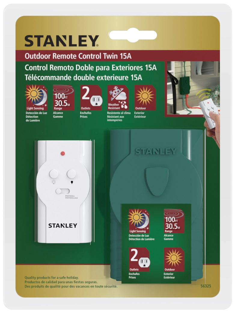 Stanley 2-Outlet Twin Outdoor Electrical Remote with Photocell Option