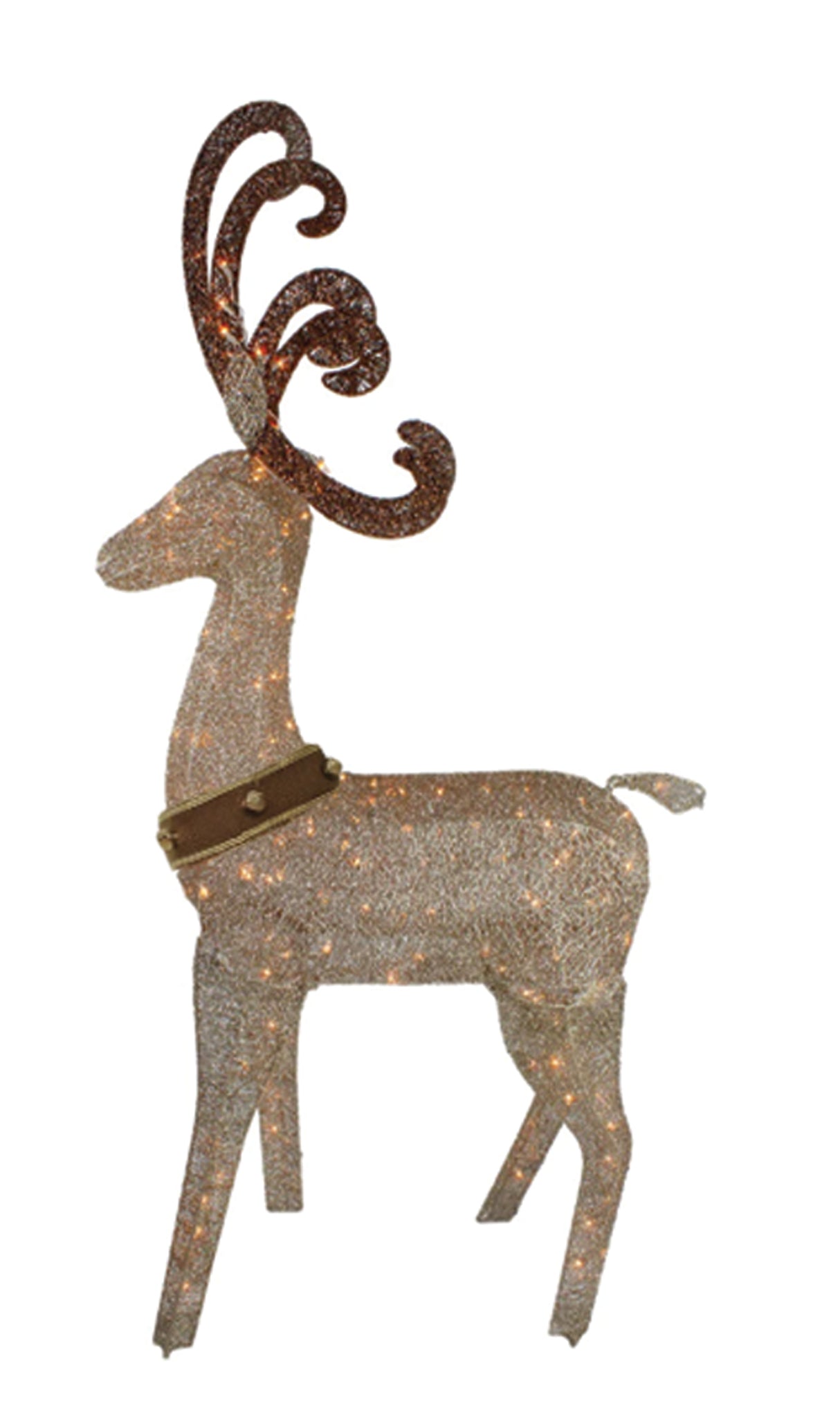 This image shows the champagne colored wire deer on a white background.