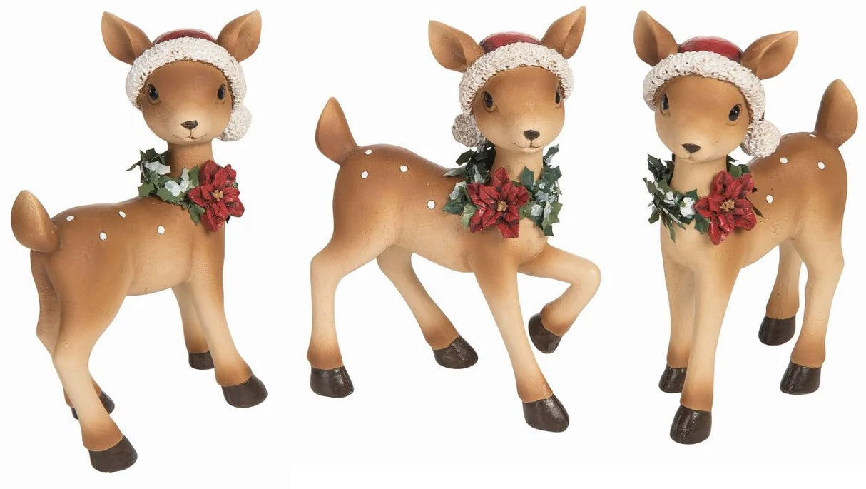 8" Resin Glitter Holiday Deer Figurine
