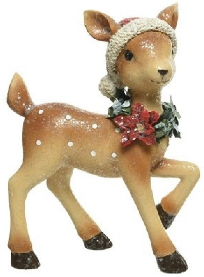 8" Resin Glitter Holiday Deer Figurine