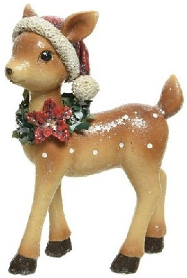 8" Resin Glitter Holiday Deer Figurine