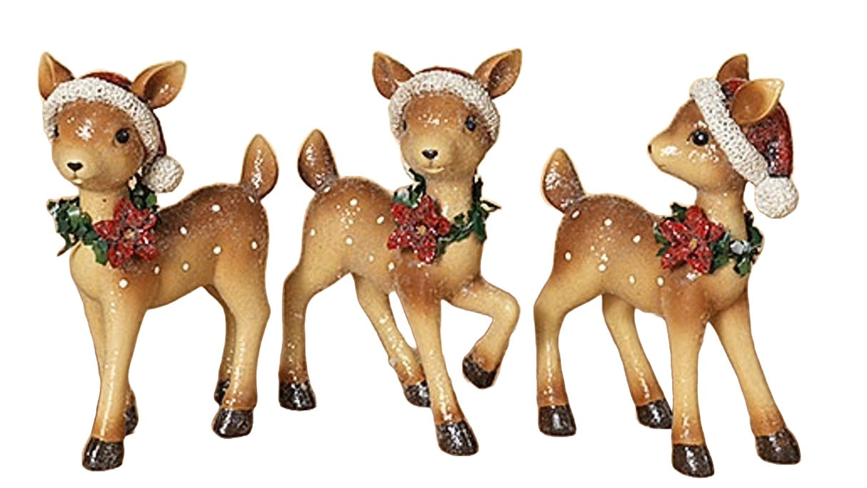 8" Resin Glitter Holiday Deer Figurine