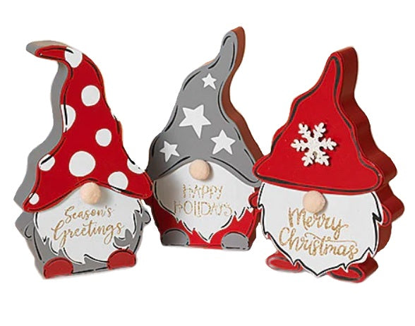 7.8" Wooden Christmas Gnome Block Sign