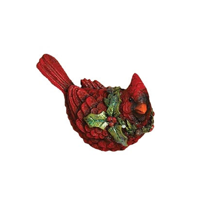 5" Cardinal with Holly Shelf Sitter
