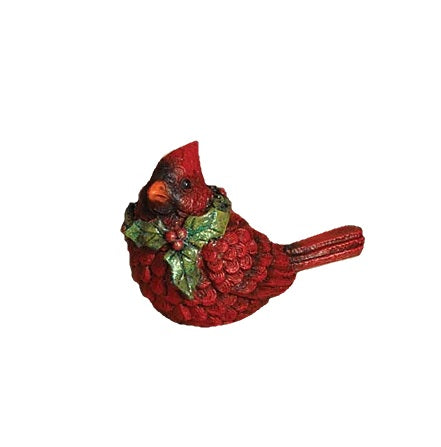 5" Cardinal with Holly Shelf Sitter