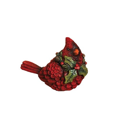 5" Cardinal with Holly Shelf Sitter