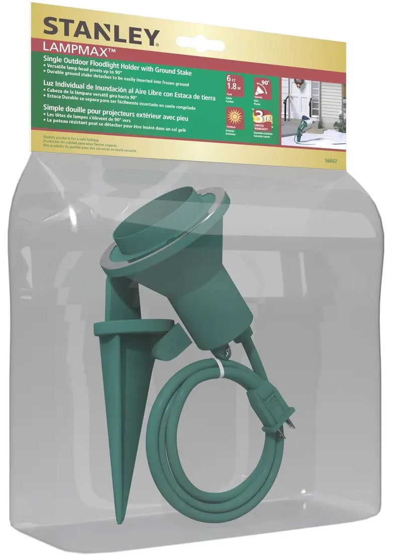 Stanley LampMax™ Single Outdoor Floodlight Holder with Ground Stake