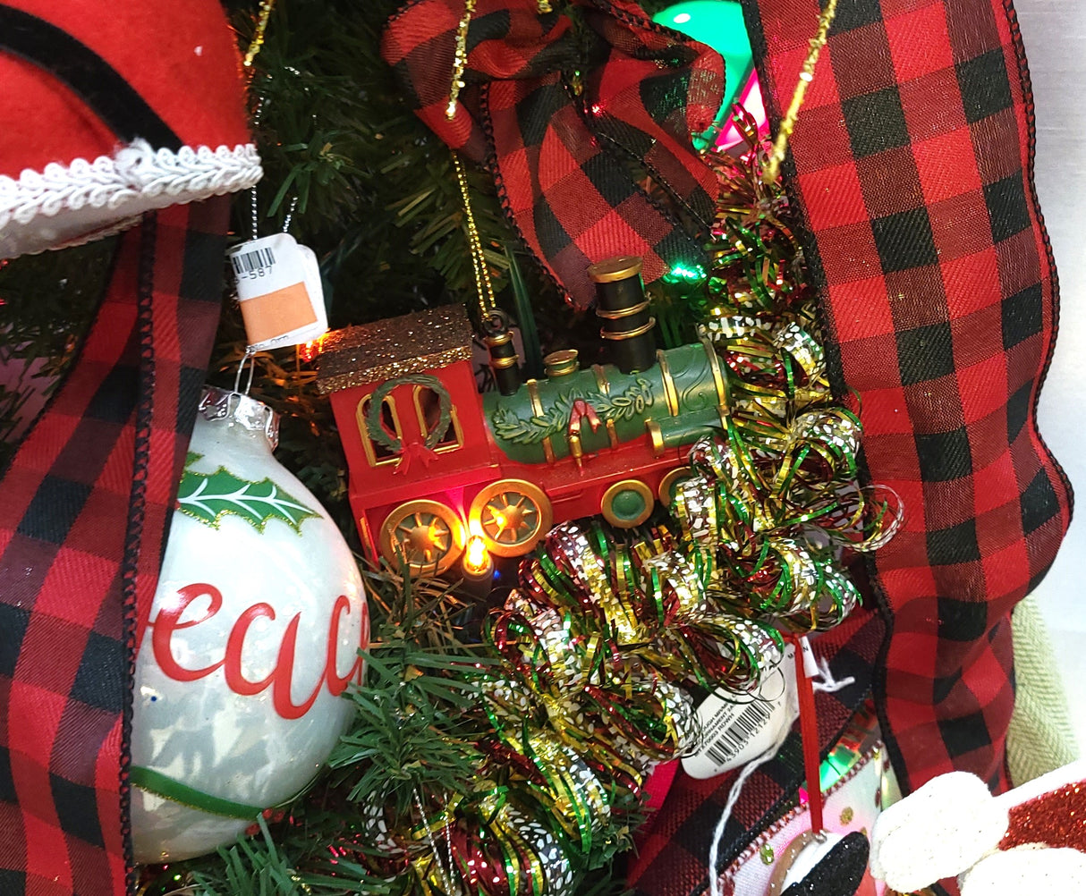 4.7" Red and Green Plastic Train Ornament