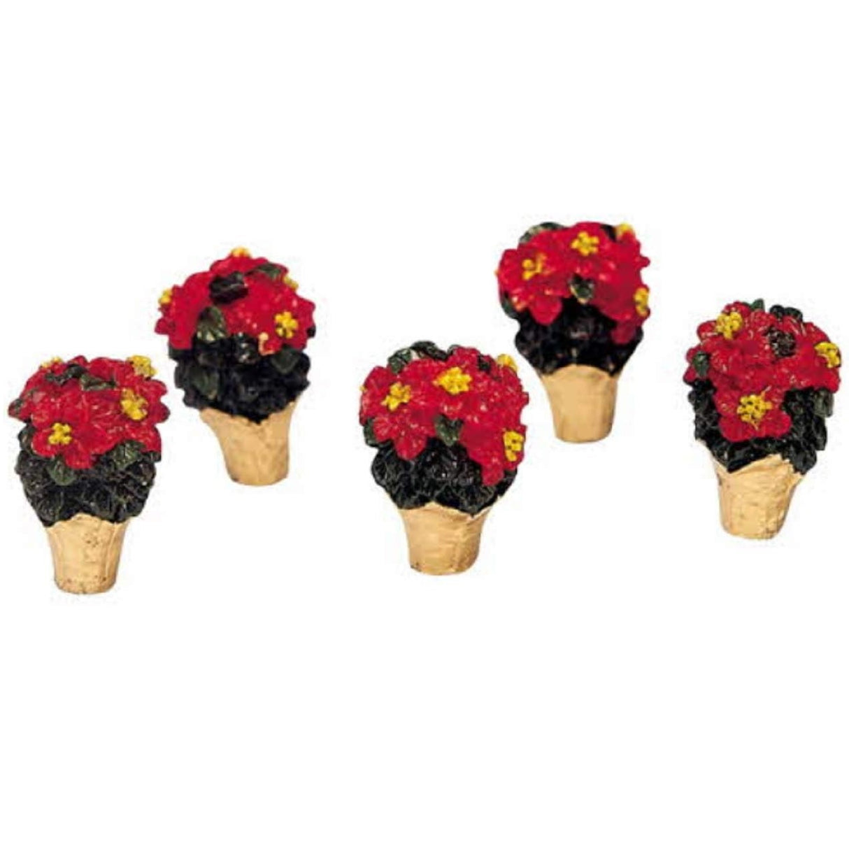 A set of 5 Lemax polyresin poinsettias for your Lemax Village display