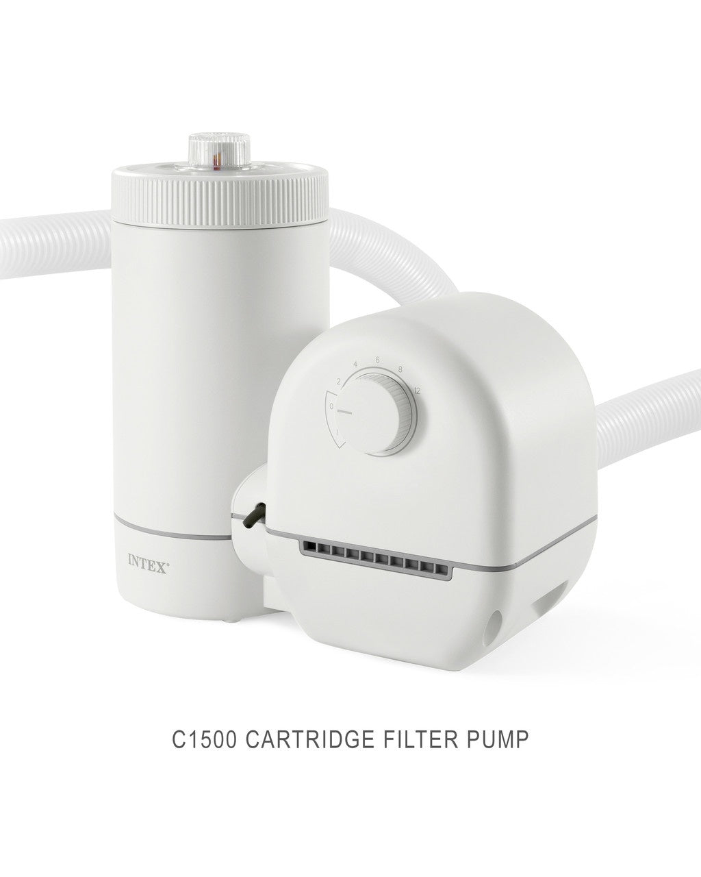 This image shows the Intex C1500 cartridge filter pump on a white background.