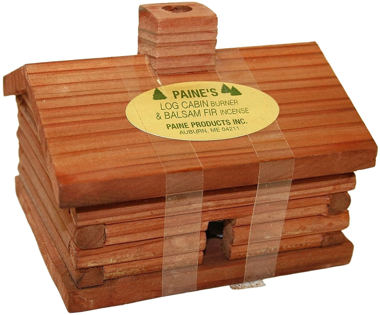 Large Log Cabin Incense Burner with 10 Pieces of Balsam Fir Incense Logs