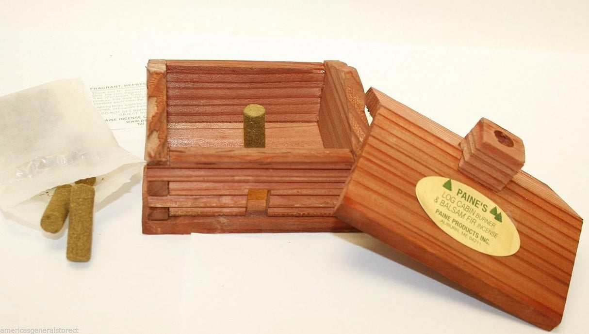 Large Log Cabin Incense Burner with 10 Pieces of Balsam Fir Incense Logs