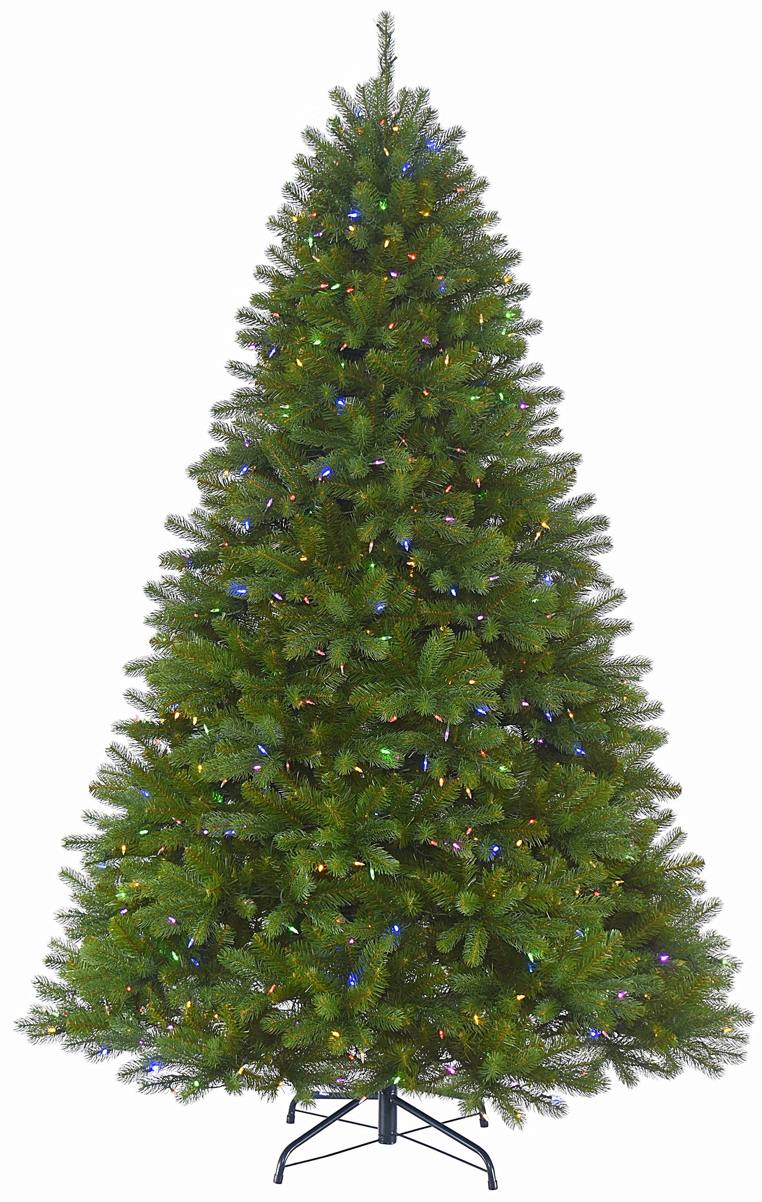 Artificial tree pre-lit with dual lights. Lights change from multi-colored to warm white.