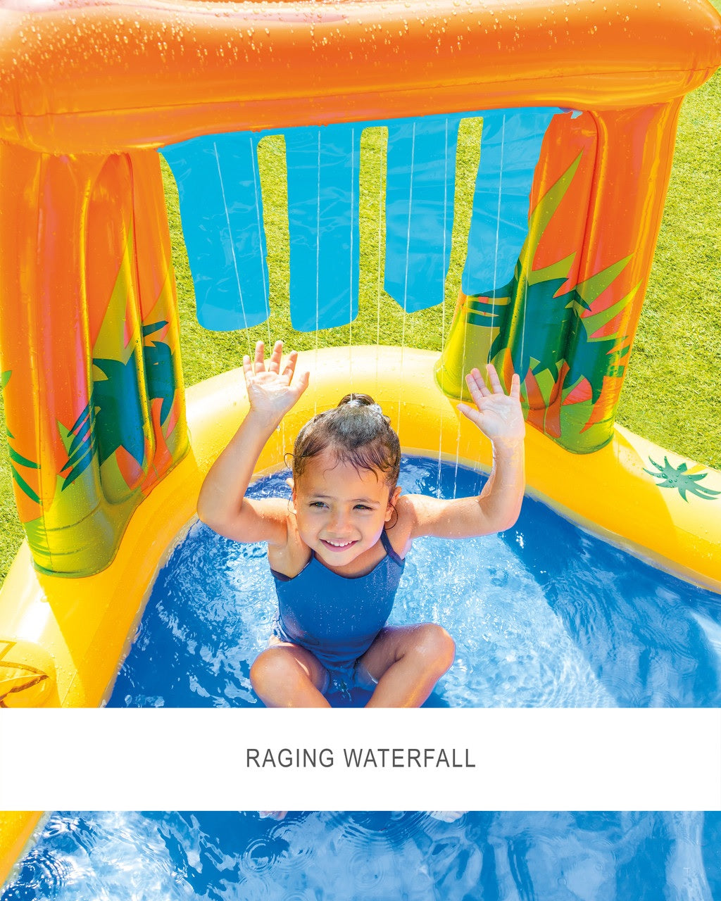 Dinosaur themed inflatable water park for kids.