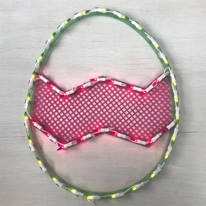 Lighted Green with Pink Chevron Stripe Easter Egg Window Silhouette