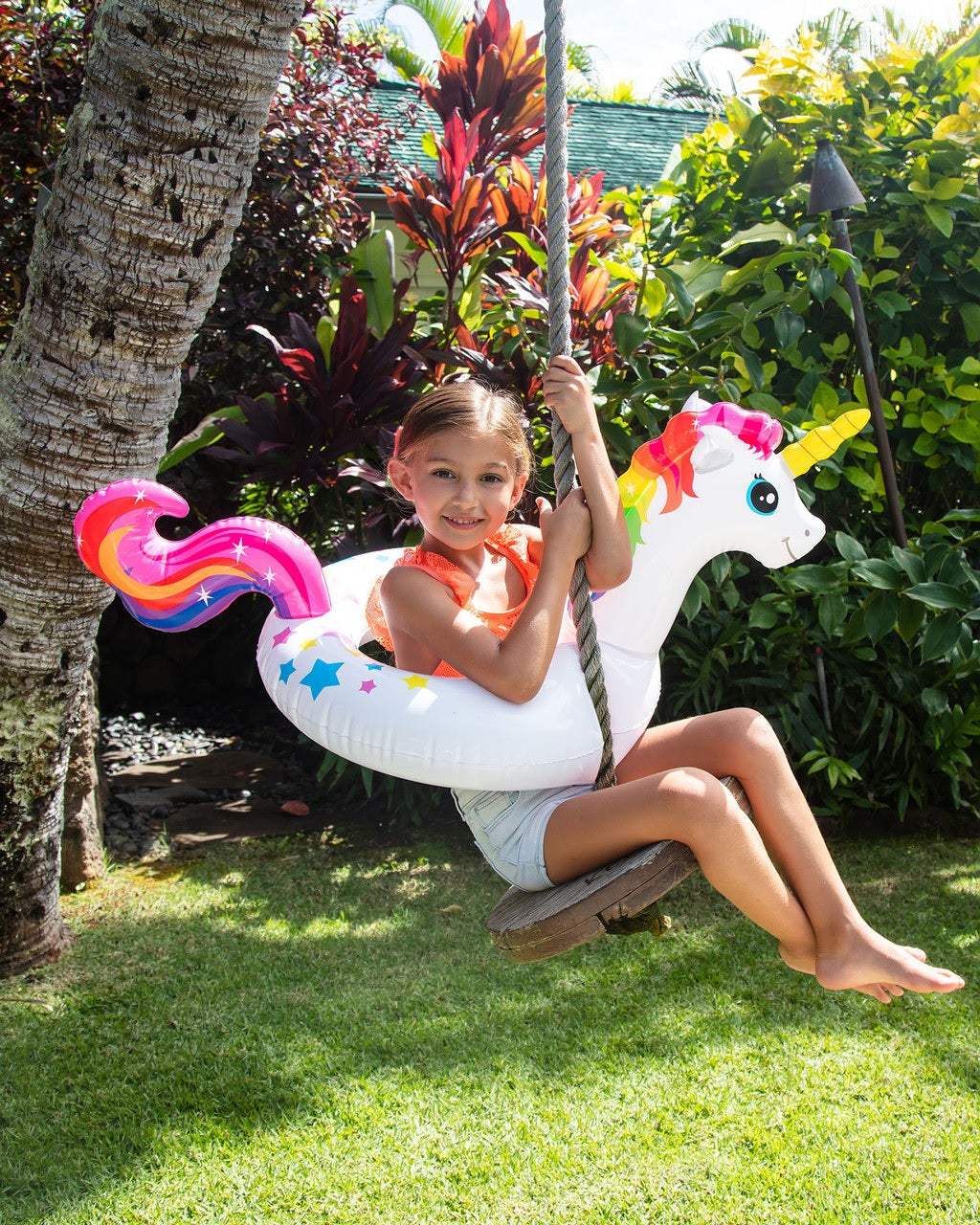 Inner tube for kids shaped like a unicorn.