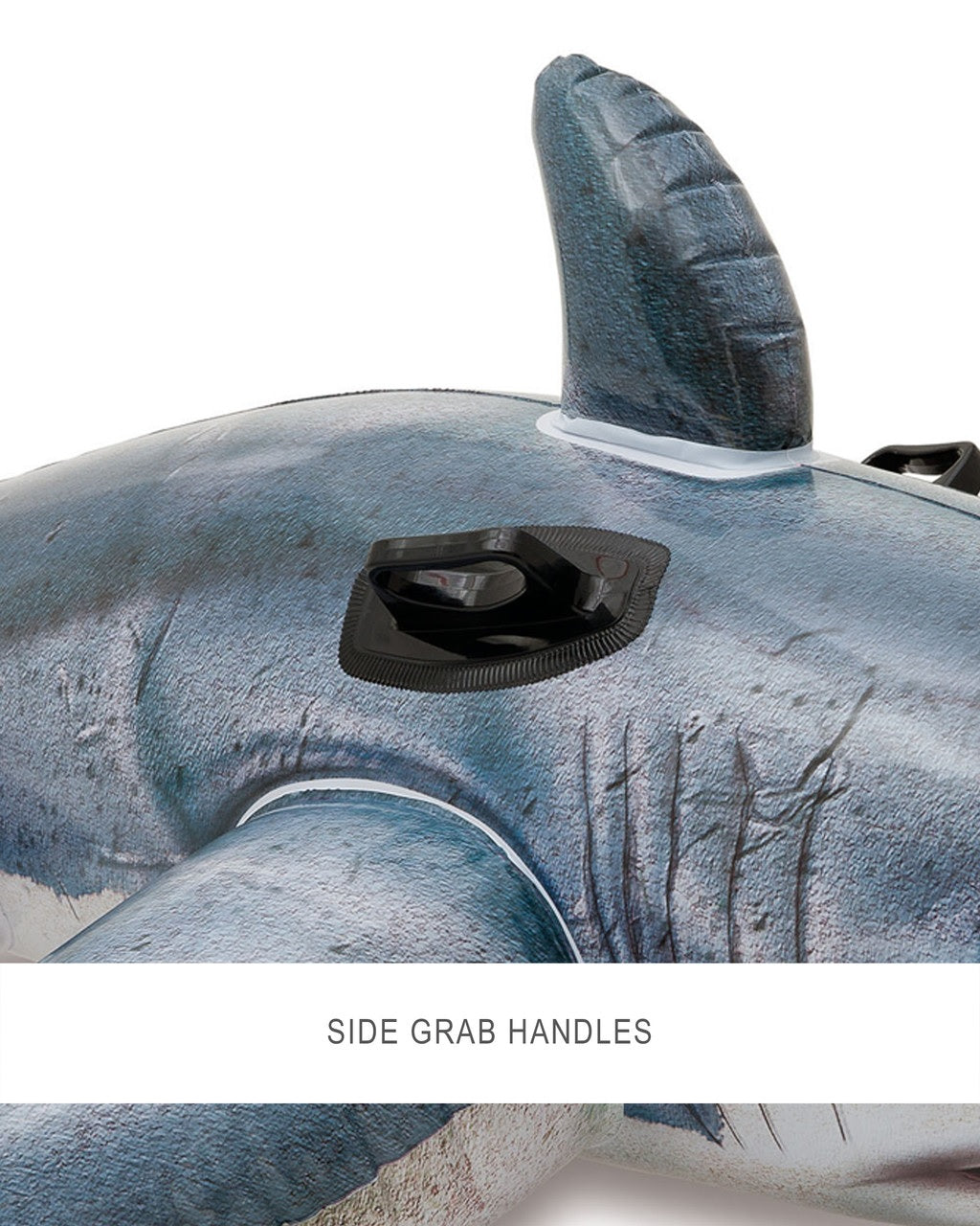 Pool inflatable shaped like a shark.