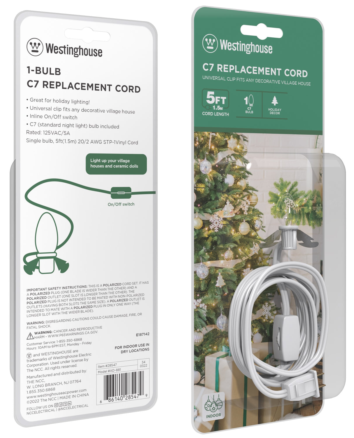 1-Bulb C7 Replacement Cord