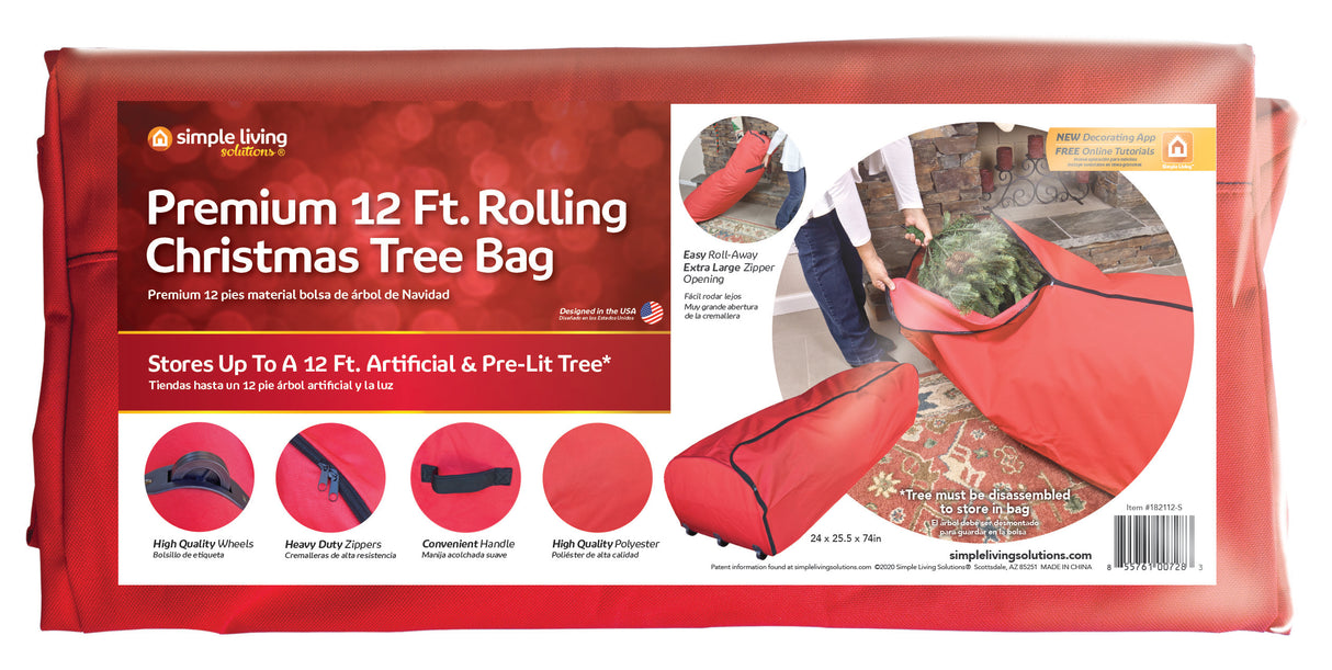 Premium Rolling Christmas Tree Storage Bag for Trees Up to 12ft