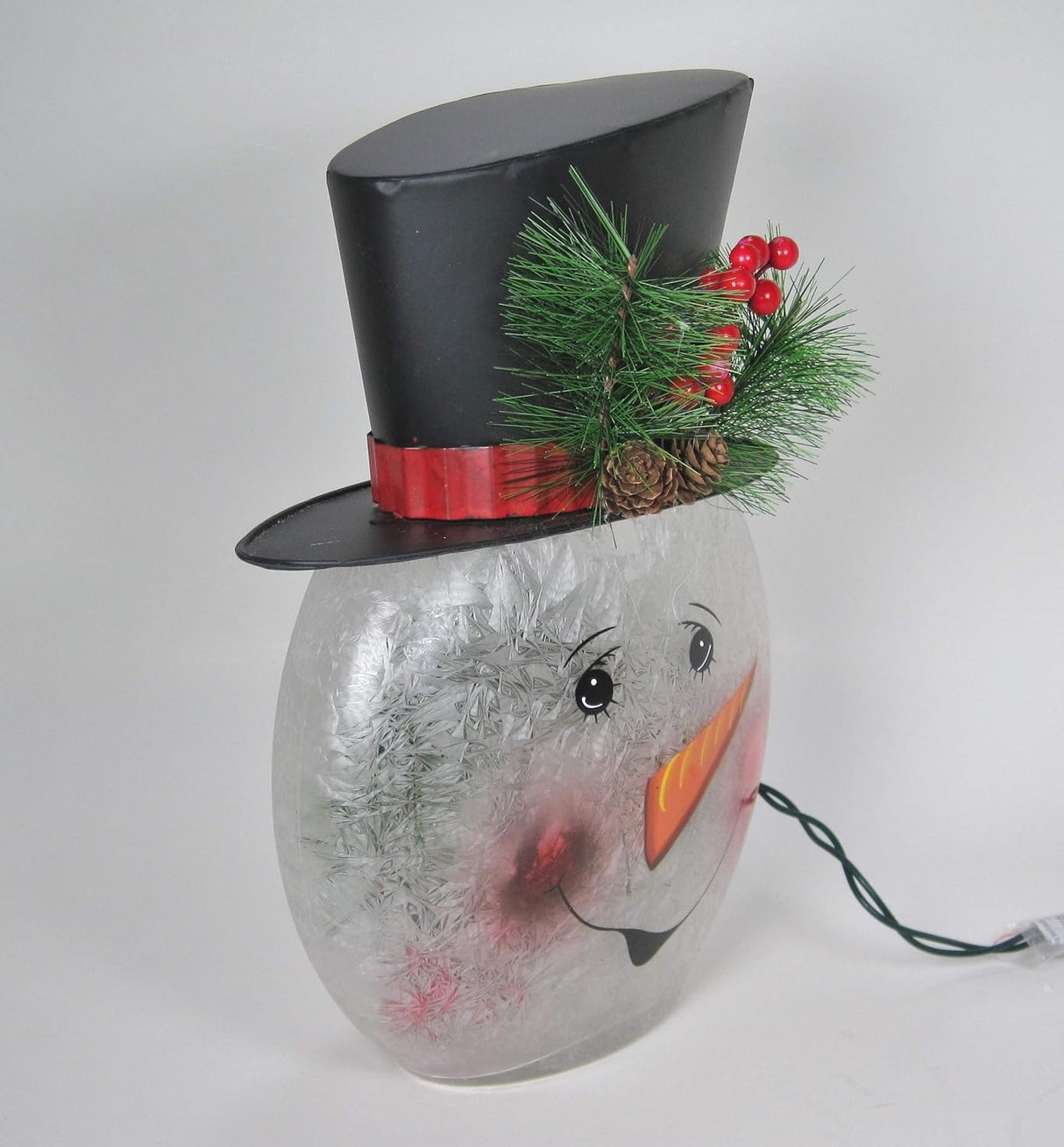 12" Crackle Glass Snowman Lamp
