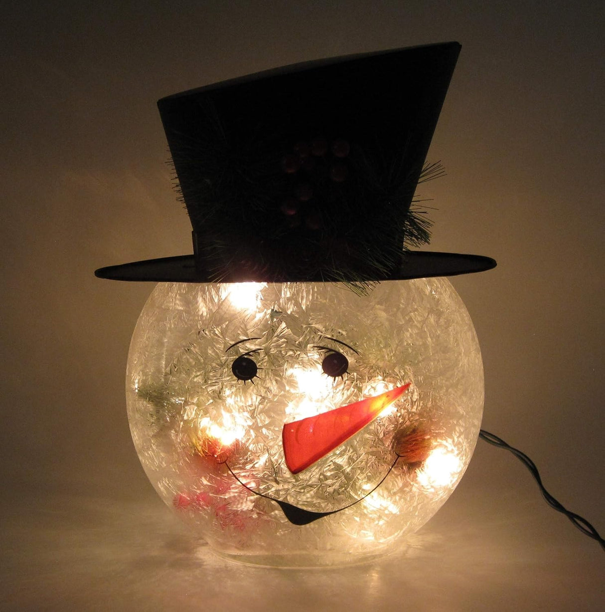 12" Crackle Glass Snowman Lamp