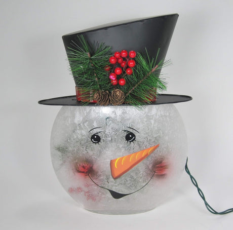12" Crackle Glass Snowman Lamp