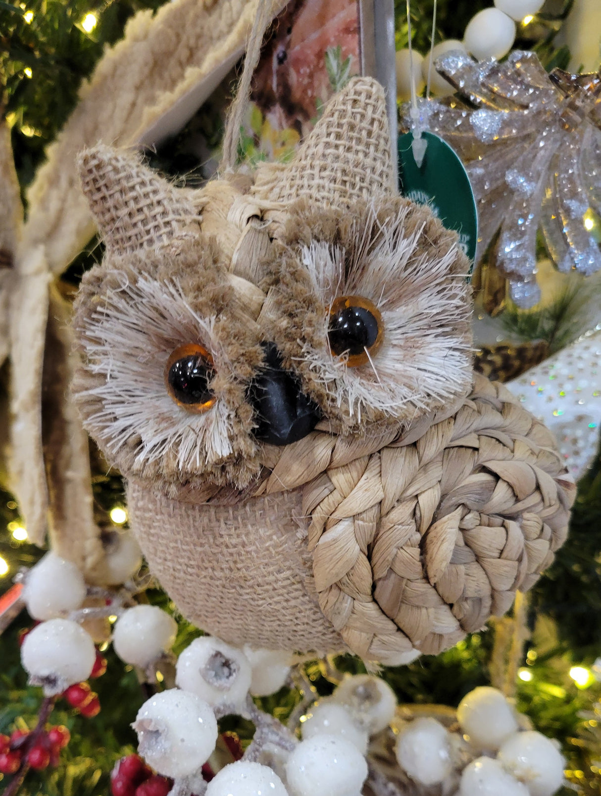 4.75" Brown Wicker Owl Ornament