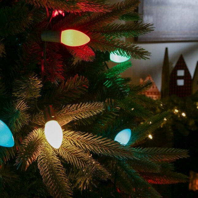 Set of 25 Ceramic C9 Multi-Colored Christmas Lights