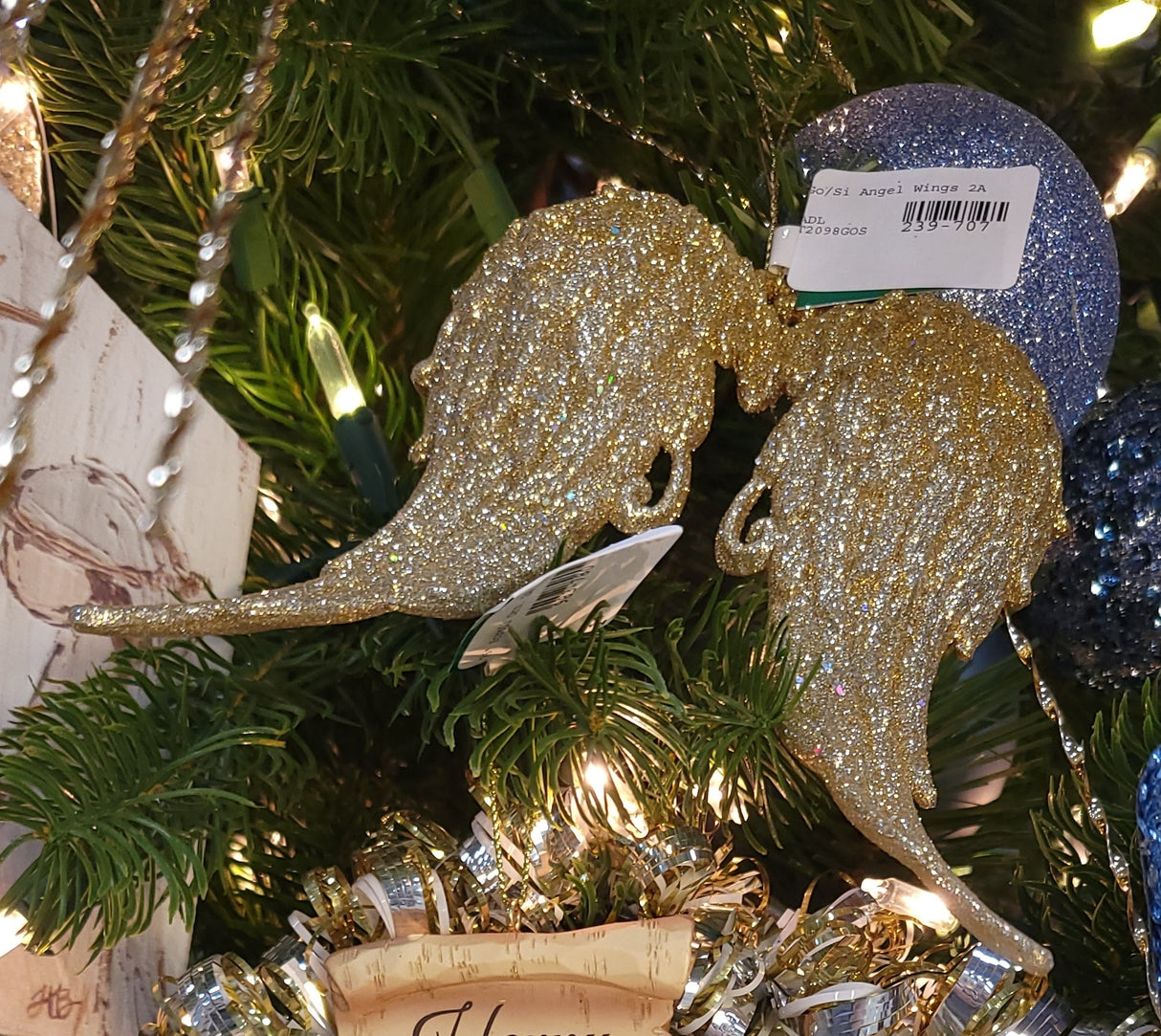 5.75" Gold and Silver Glitter Angel Wing Ornament