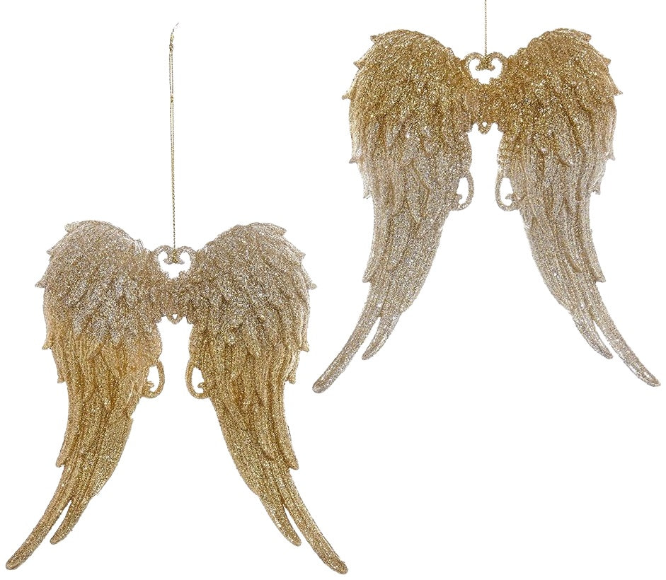 5.75" Gold and Silver Glitter Angel Wing Ornament