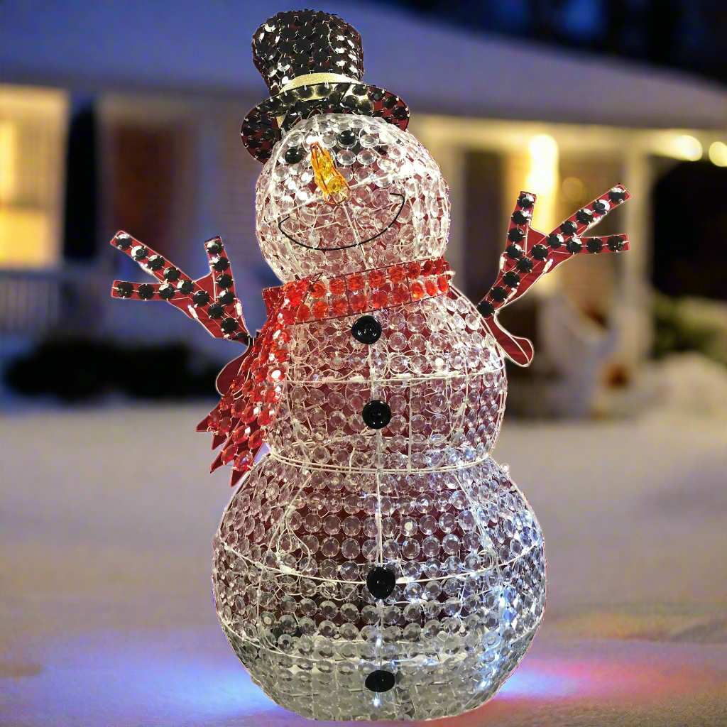 52" Ice Crystal LED Snowman Lawn Sculpture