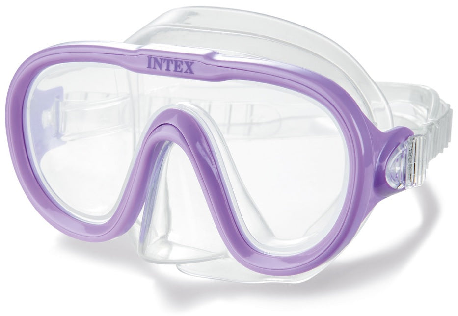 Swim mask. There are two color options: lime green or purple.