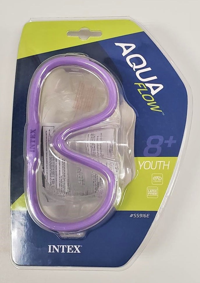 Swim mask. There are two color options: lime green or purple.