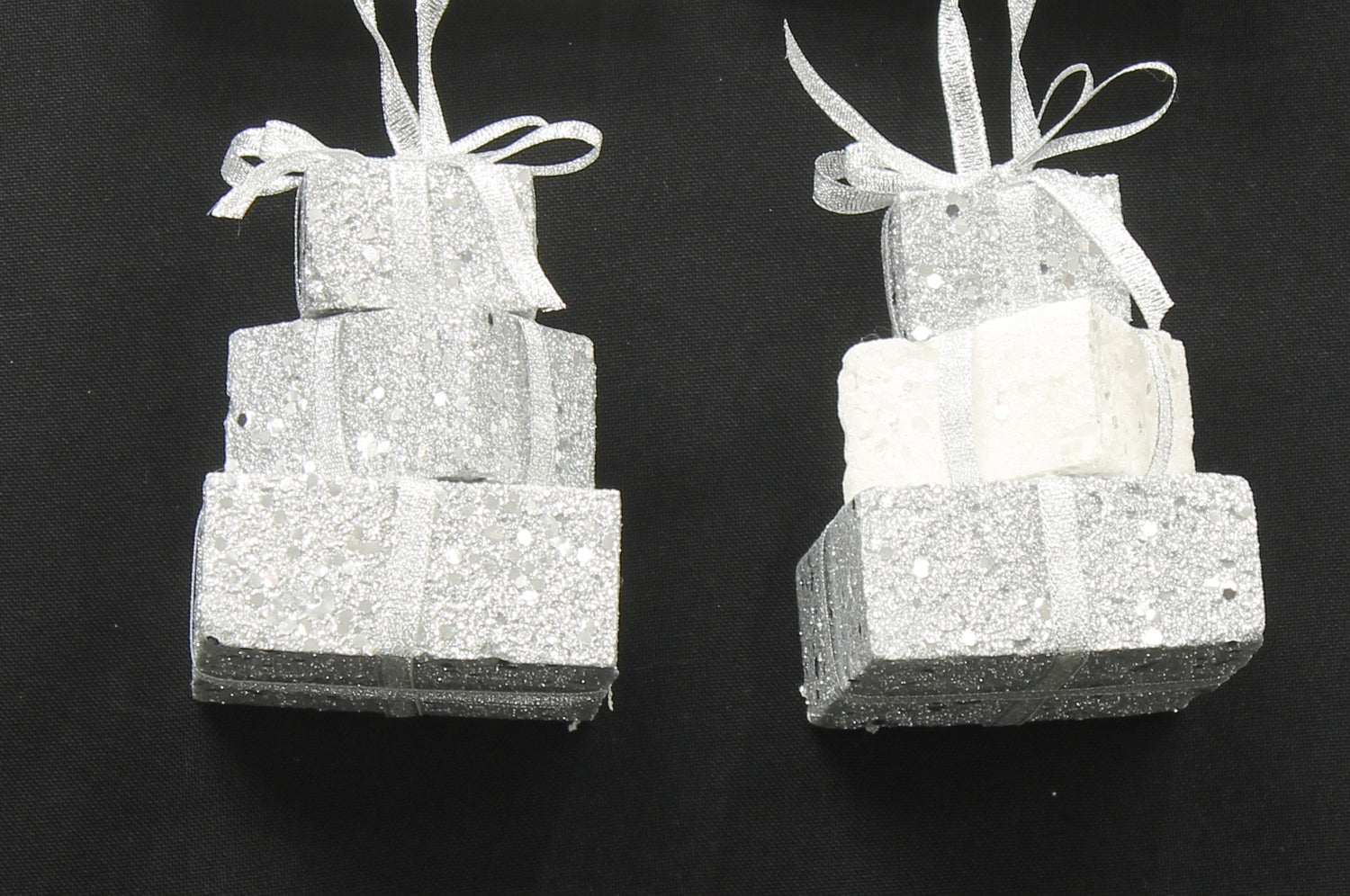 3-Layer Silver Glitter Gift Box Ornament