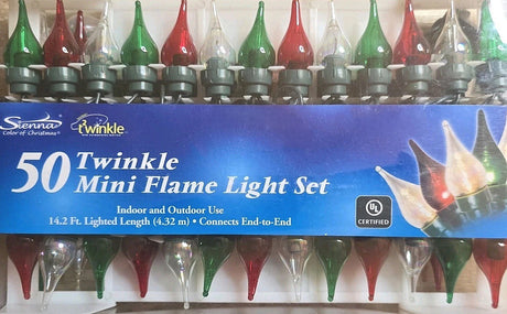 Set of 50 Twinkle Mini Flame Tip Christmas Lights