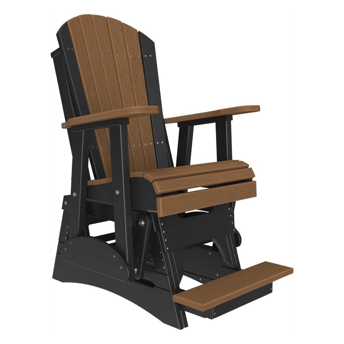 This is the Antique Mahogany and Black colored Adirondack glider chair on a white background.