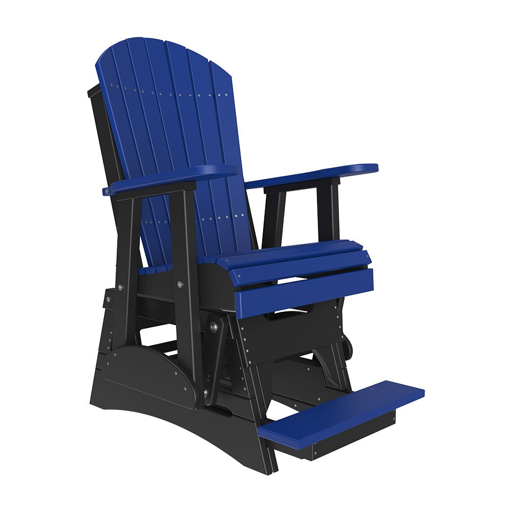 This is the Blue and Black colored Adirondack glider chair on a white background.