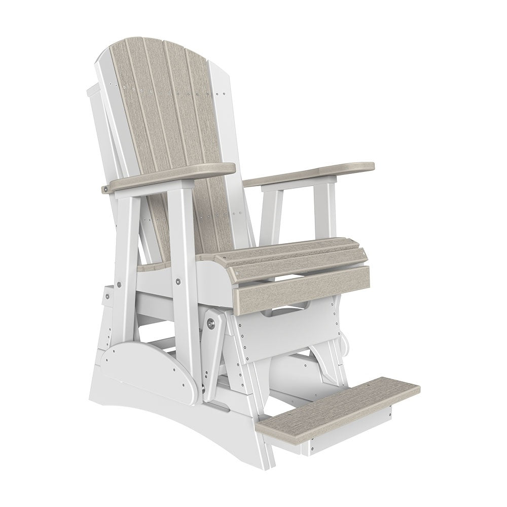 This is the Birch and White colored Adirondack glider chair on a white background.