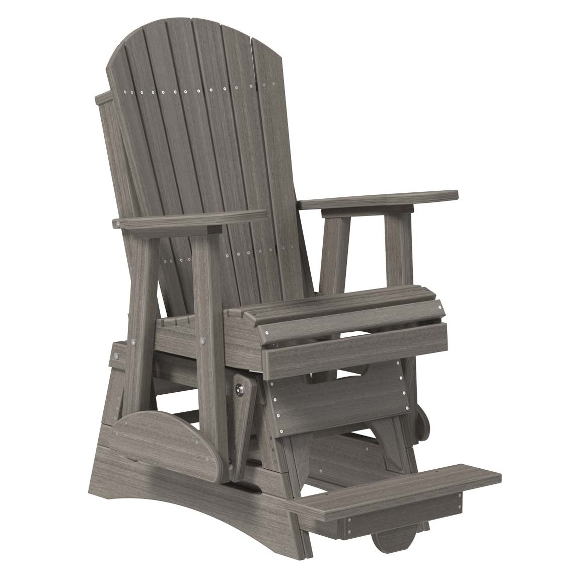 This is the Coastal Gray colored Adirondack glider chair on a white background.